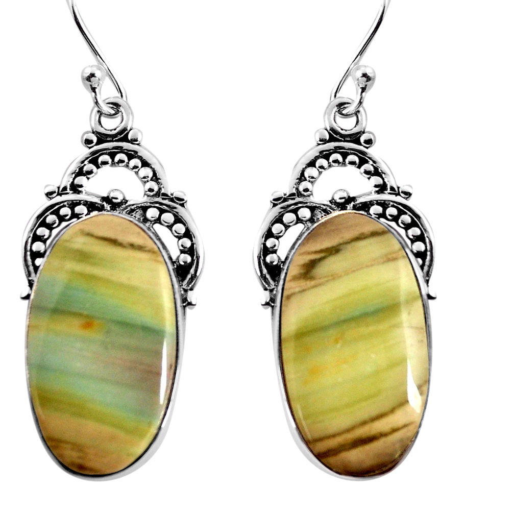 17.95cts natural brown imperial jasper 925 silver dangle earrings jewelry p91929