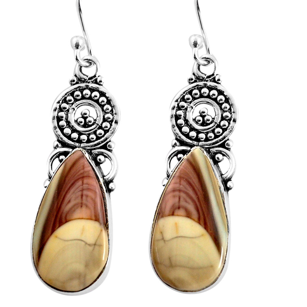 14.40cts natural brown imperial jasper 925 silver dangle earrings jewelry p91930
