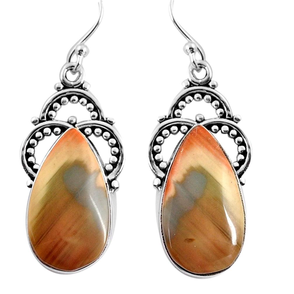 16.17cts natural brown imperial jasper 925 silver dangle earrings jewelry p91933