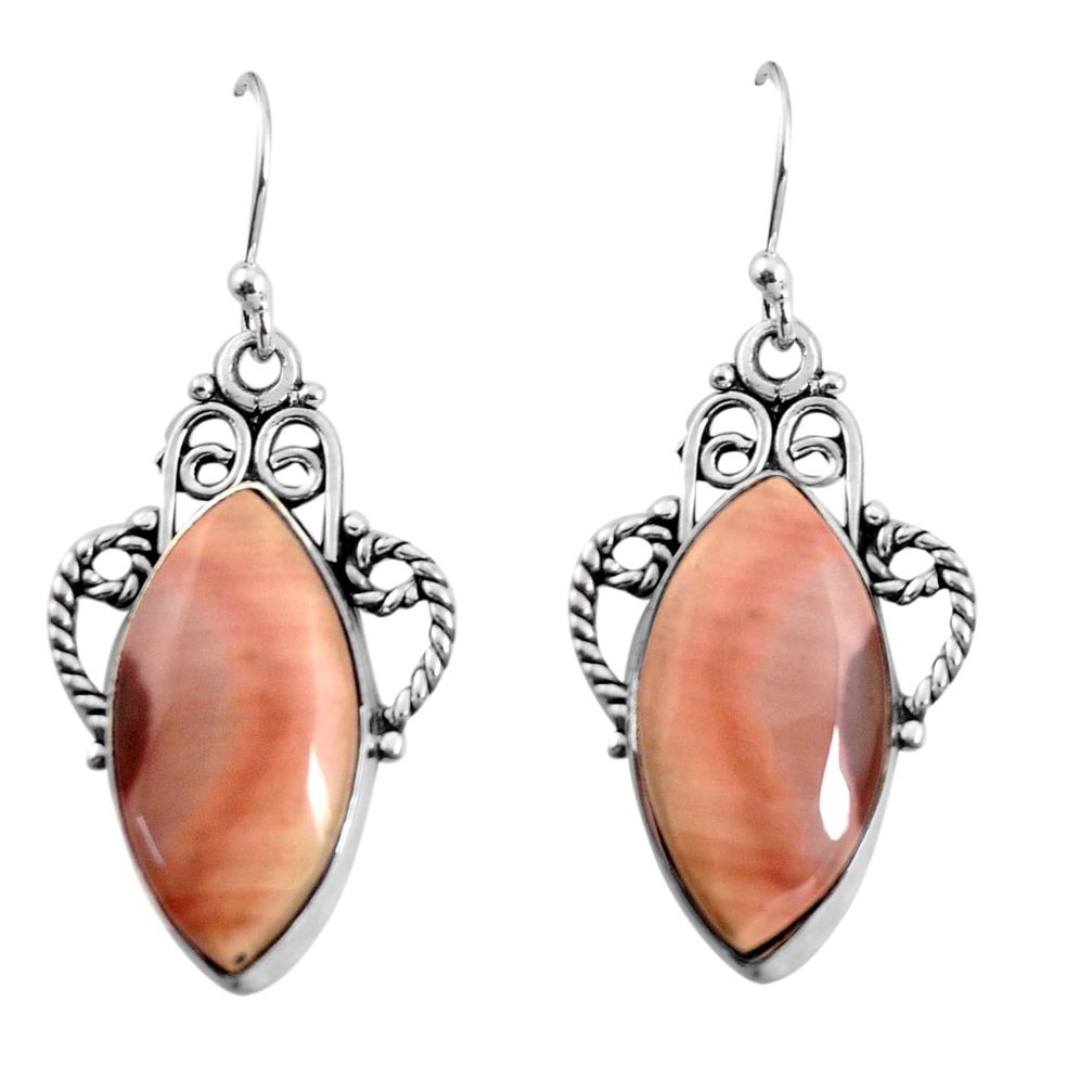 16.87cts natural brown imperial jasper 925 silver dangle earrings jewelry p91935