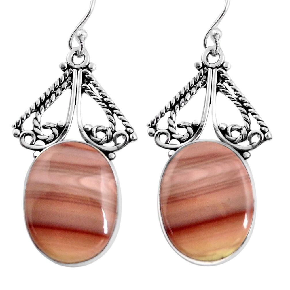 19.72cts natural brown imperial jasper 925 silver dangle earrings jewelry p91937