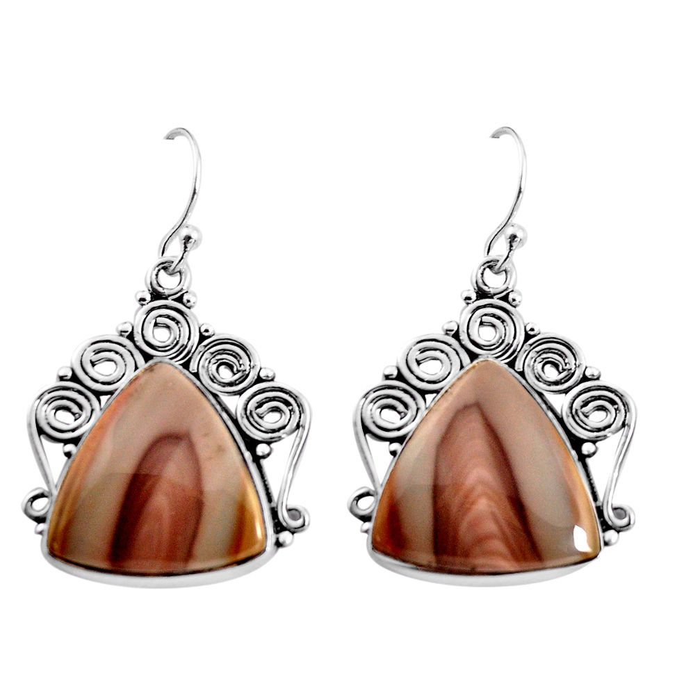 21.34cts natural brown imperial jasper 925 silver dangle earrings jewelry p91939