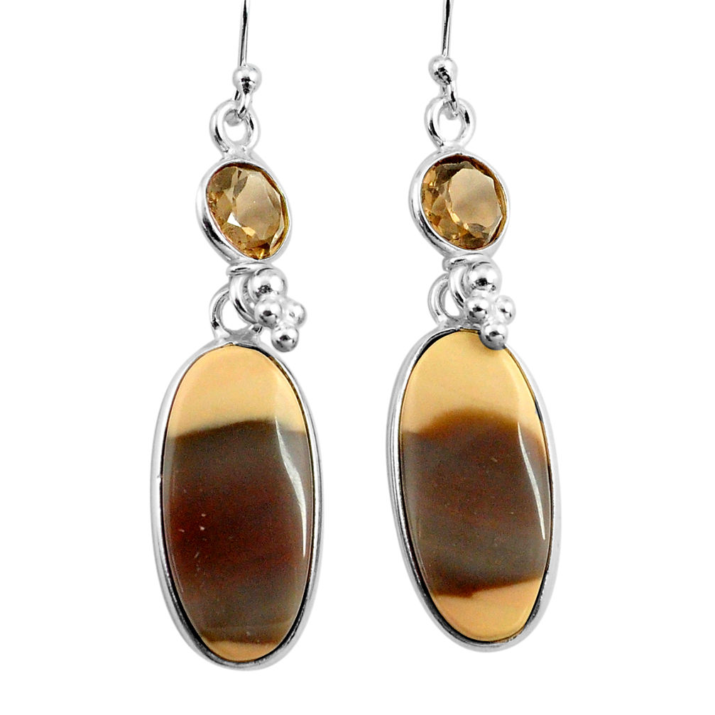 19.09cts natural brown imperial jasper 925 silver dangle earrings p78581