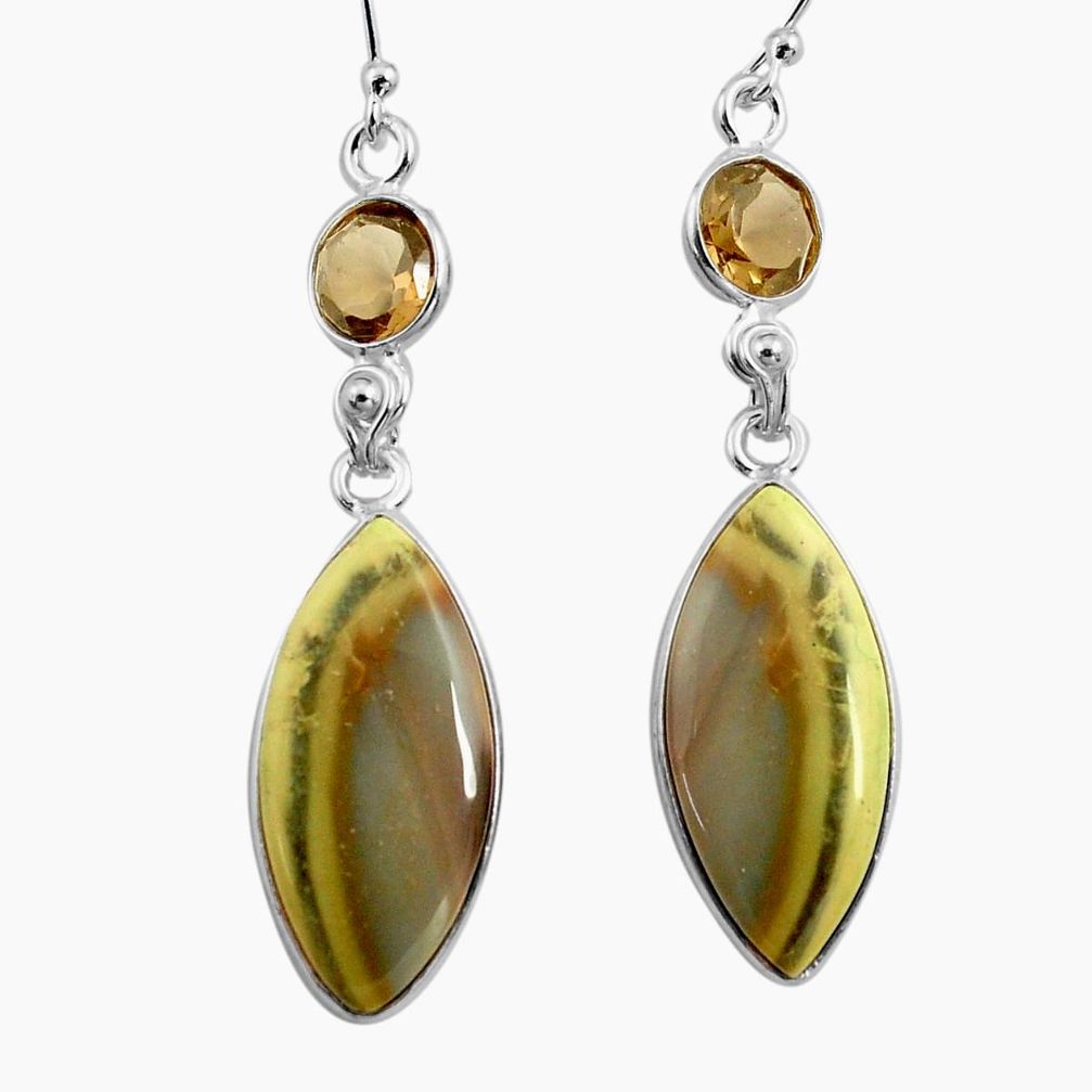 18.39cts natural brown imperial jasper 925 silver dangle earrings p78582