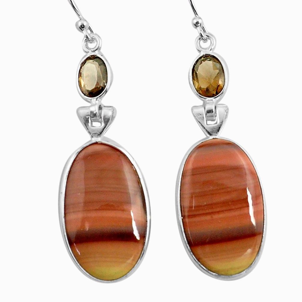 17.35cts natural brown imperial jasper 925 silver dangle earrings p78585