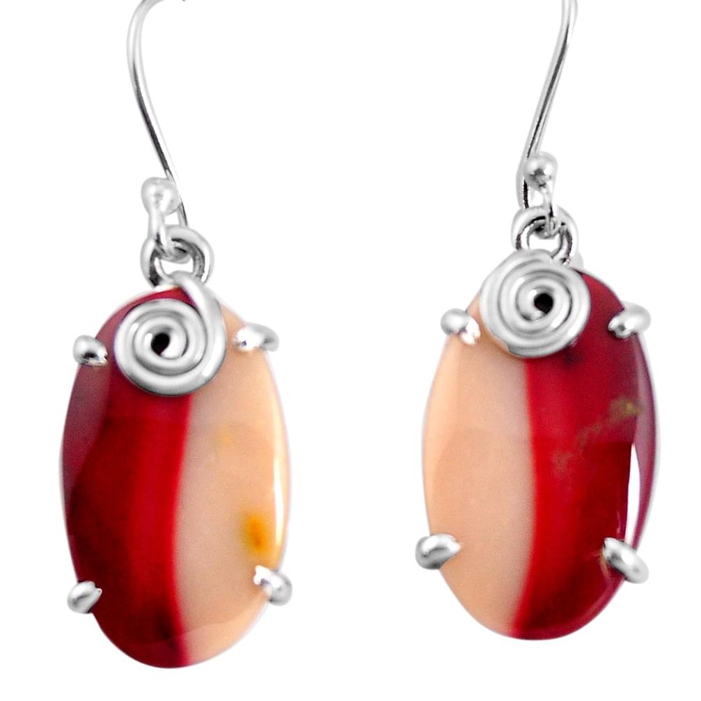 18.14cts natural brown mookaite 925 sterling silver dangle earrings p91932