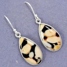 NATURAL BROWN PEANUT PETRIFIED WOOD FOSSIL 925 SILVER DANGLE EARRINGS H8469