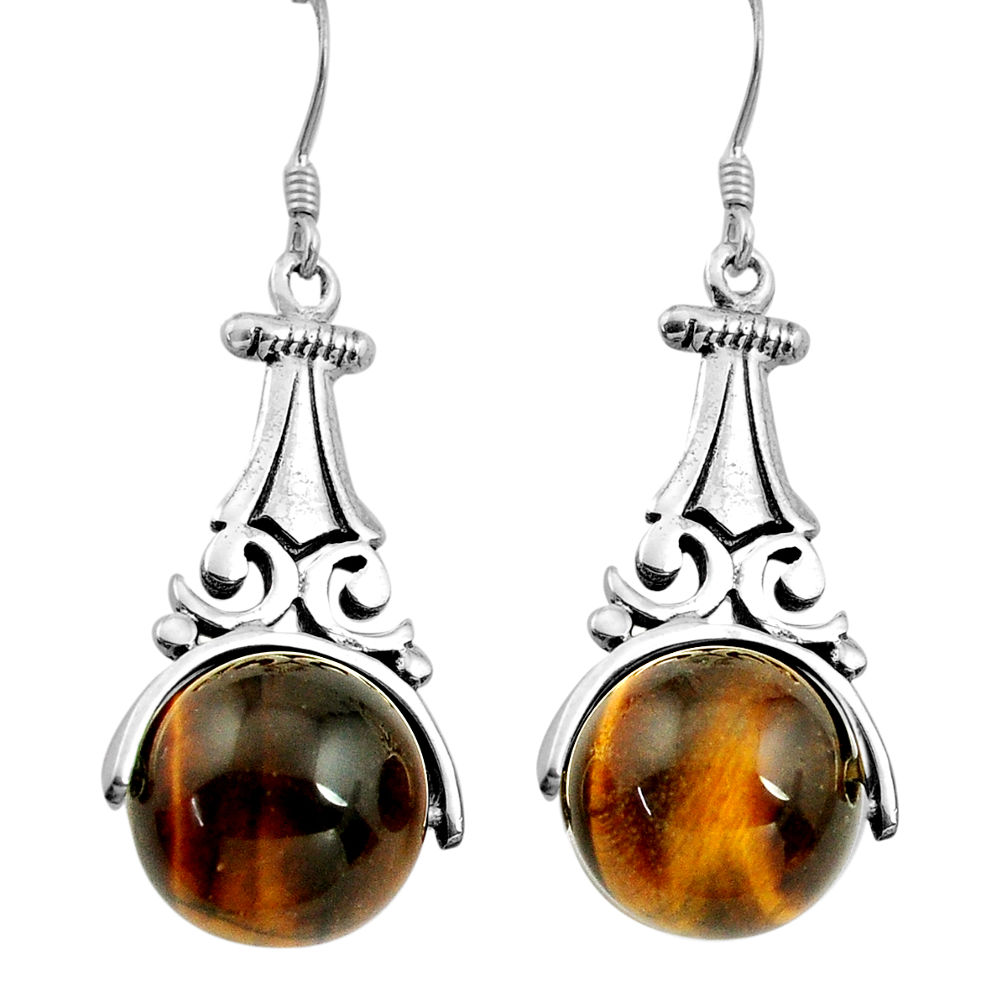 29.63cts natural brown tiger's eye 925 sterling silver earrings jewelry c4483