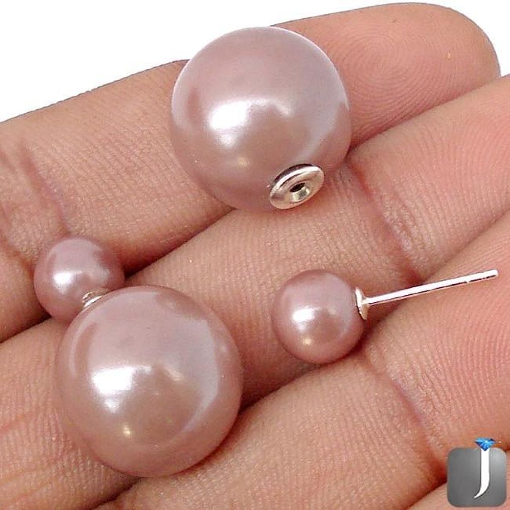22.01cts NATURAL COPPER PEARL 925 STERLING SILVER STUD EARRINGS JEWELRY F40369
