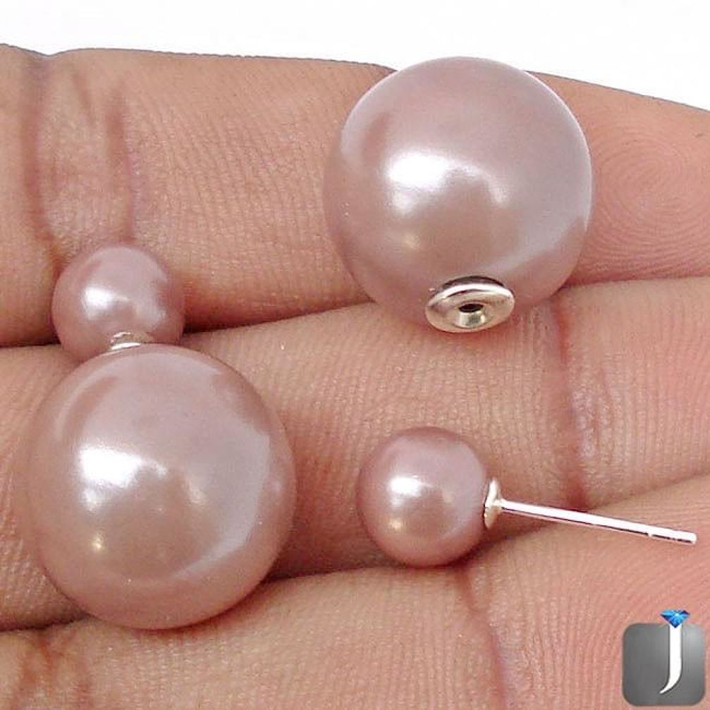22.33cts NATURAL COPPER PEARL 925 STERLING SILVER STUD EARRINGS JEWELRY F44374