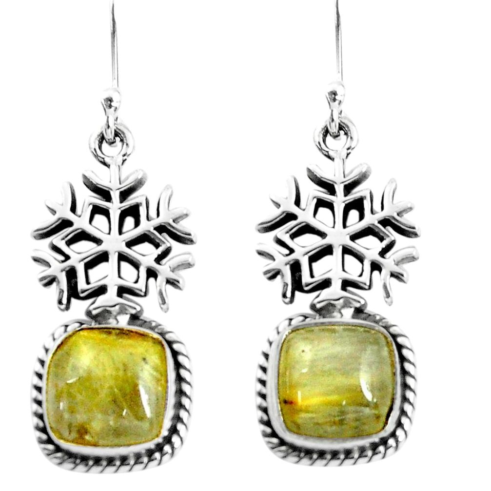 6.54cts natural golden tourmaline rutile 925 silver snowflake earrings p60836