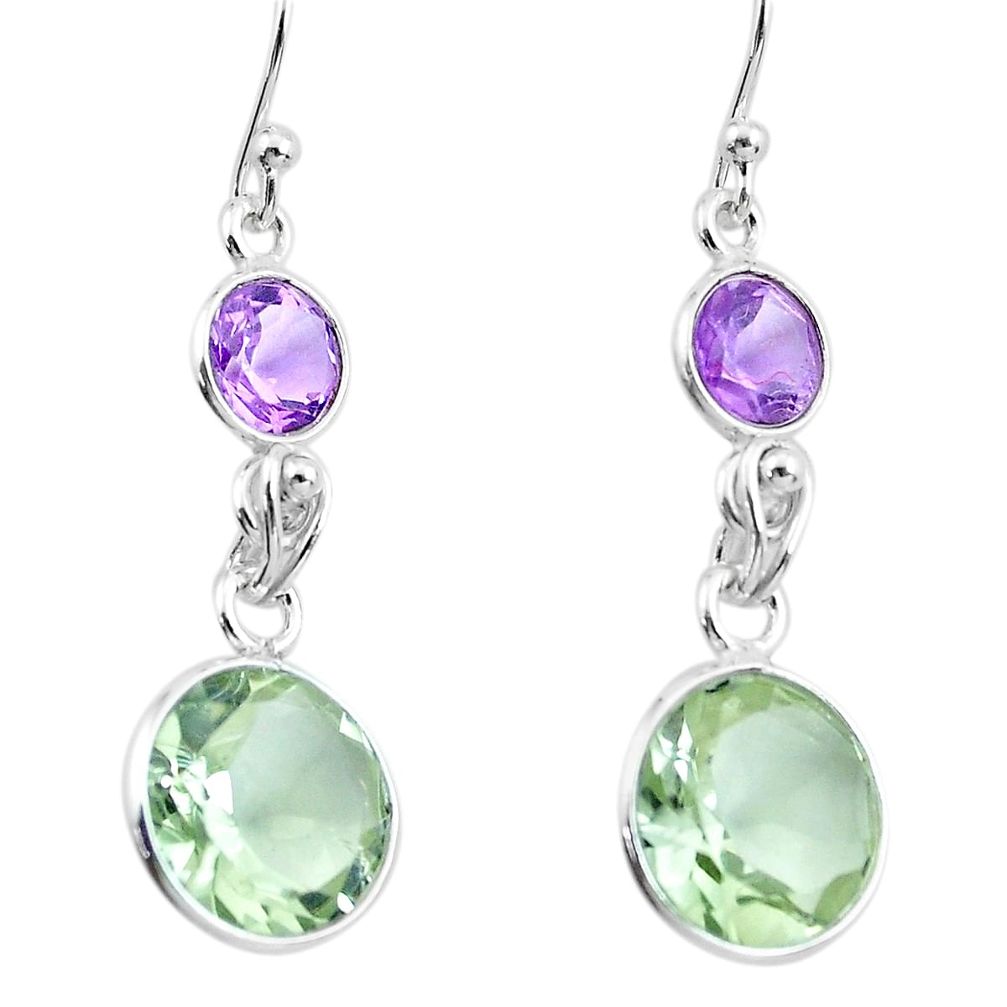 8.87cts natural green amethyst amethyst 925 silver dangle earrings p65765