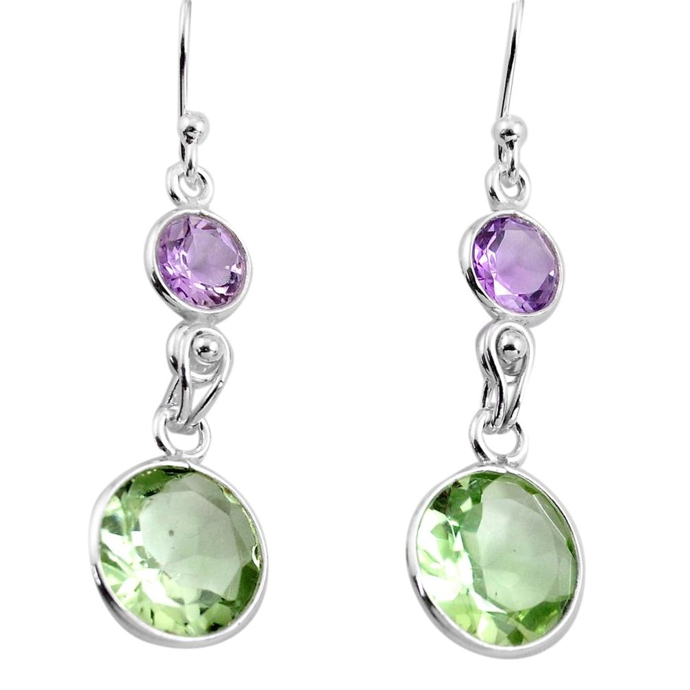 9.13cts natural green amethyst amethyst 925 sterling silver earrings d32568