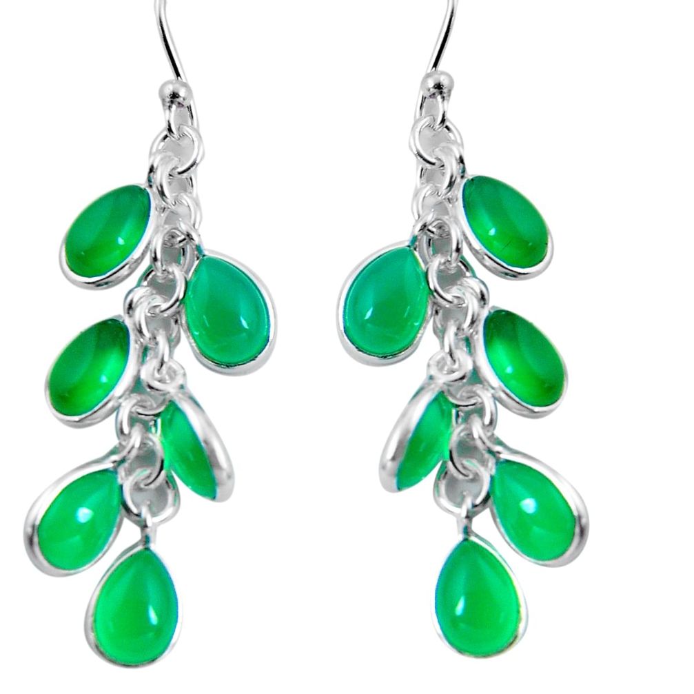 15.86cts natural green chalcedony 925 sterling silver chandelier earrings p90032