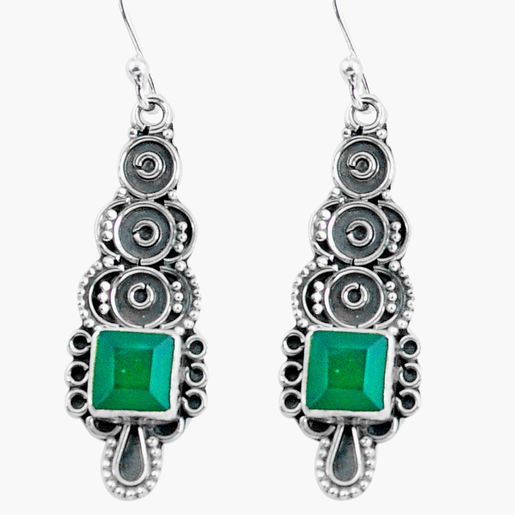 4.75cts natural green chalcedony 925 sterling silver dangle earrings d32487