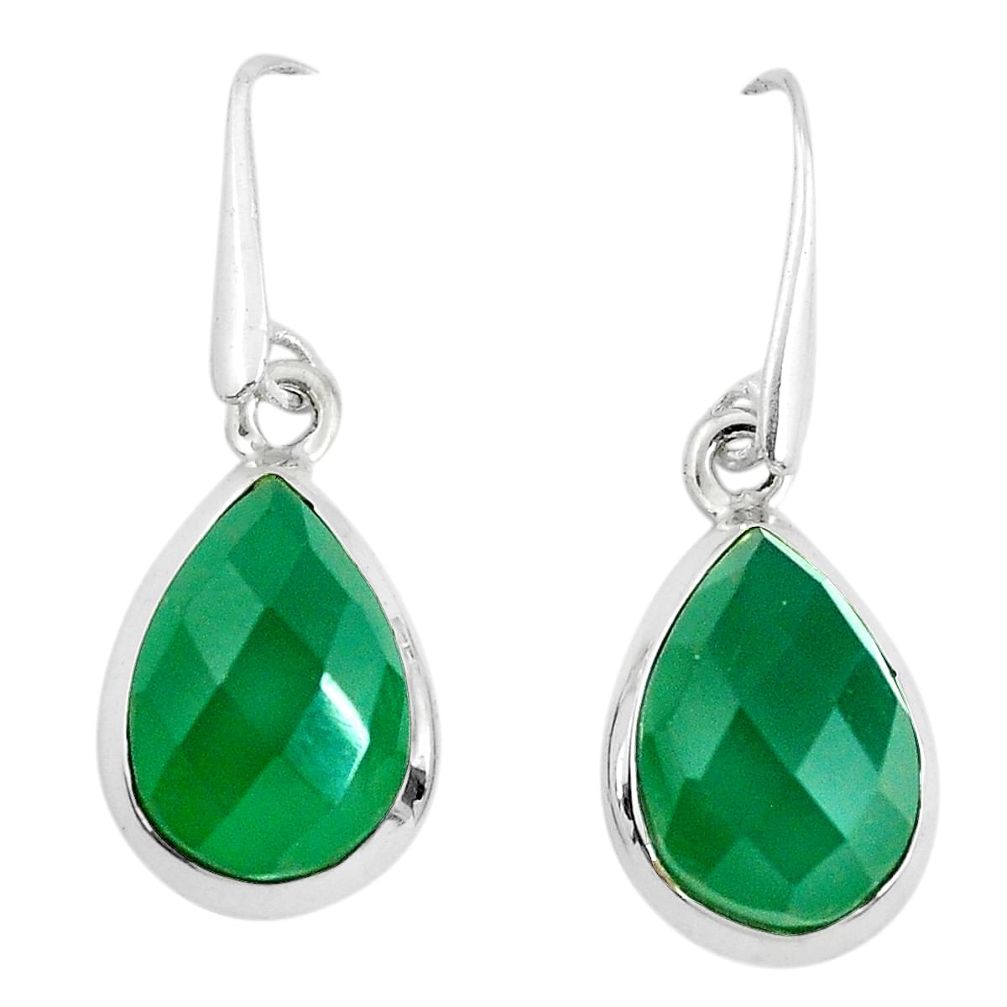 10.32cts natural green chalcedony 925 sterling silver dangle earrings p50983