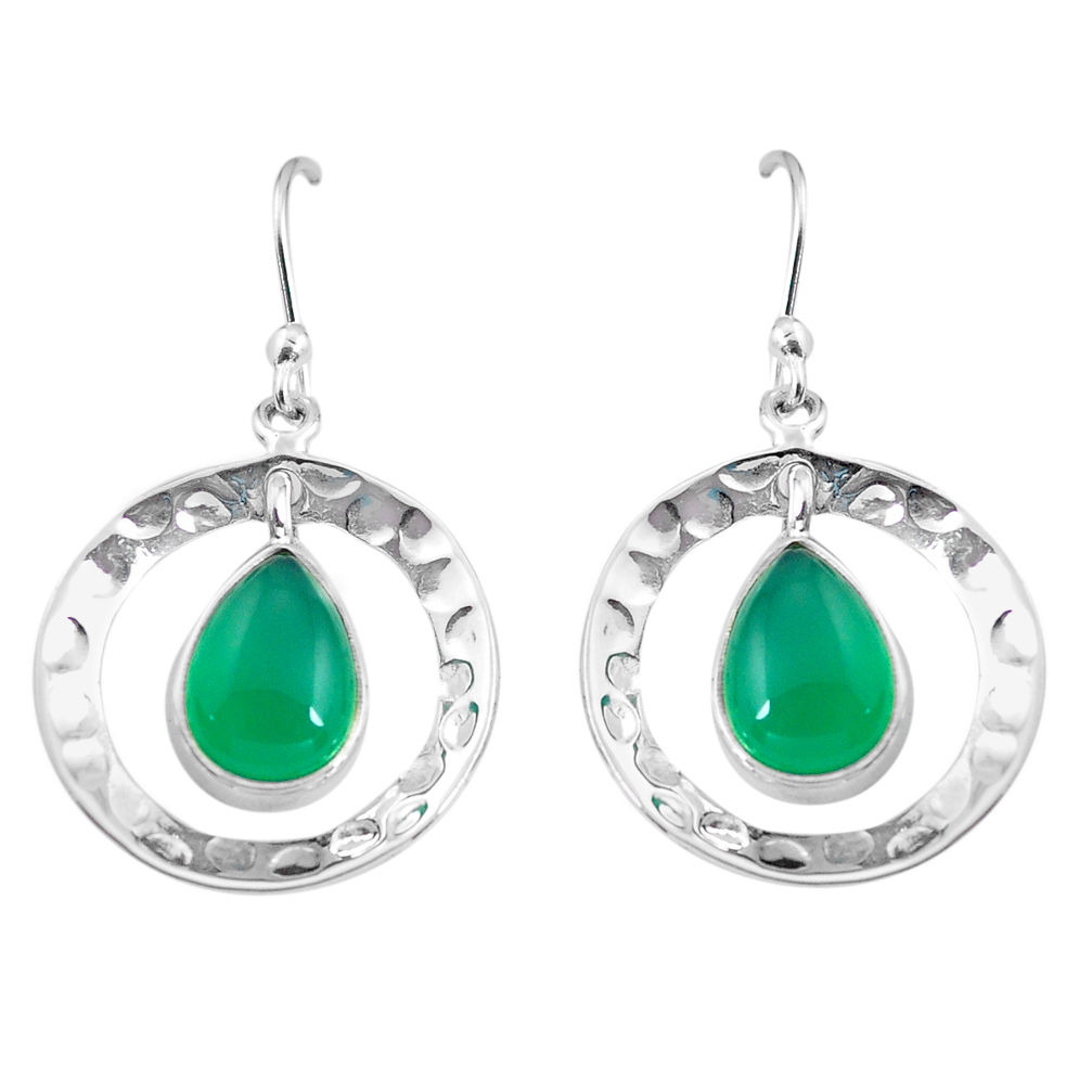 6.58cts natural green chalcedony 925 sterling silver dangle earrings p85602