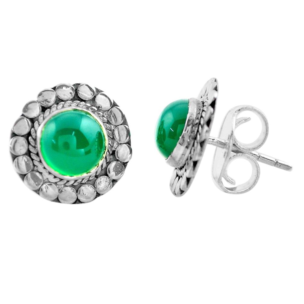 5.22cts natural green chalcedony 925 sterling silver stud earrings p74650