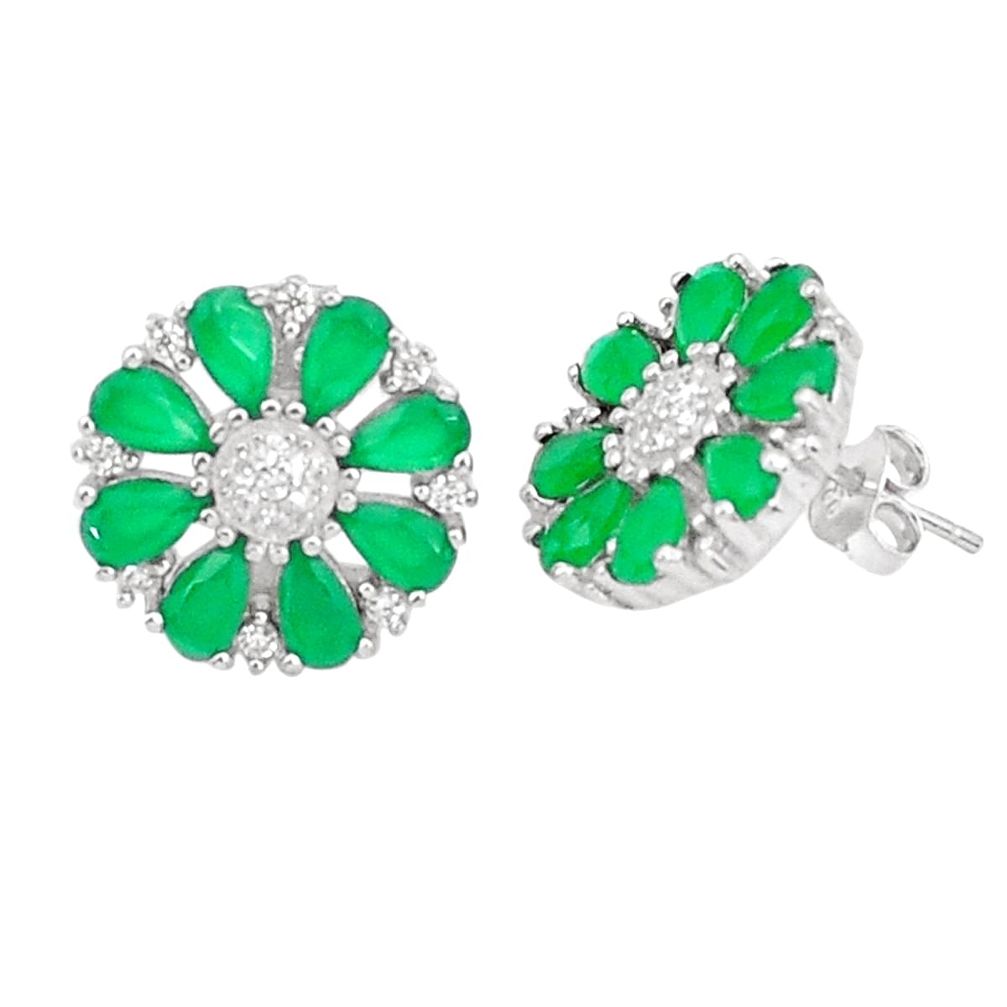 6.43cts natural green chalcedony topaz 925 sterling silver stud earrings c1911