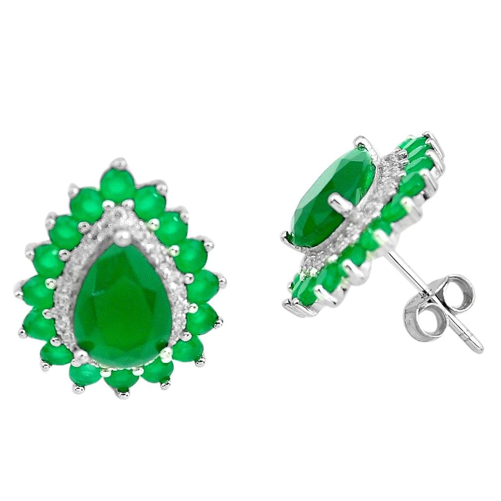 9.18cts natural green chalcedony topaz 925 sterling silver stud earrings c2745