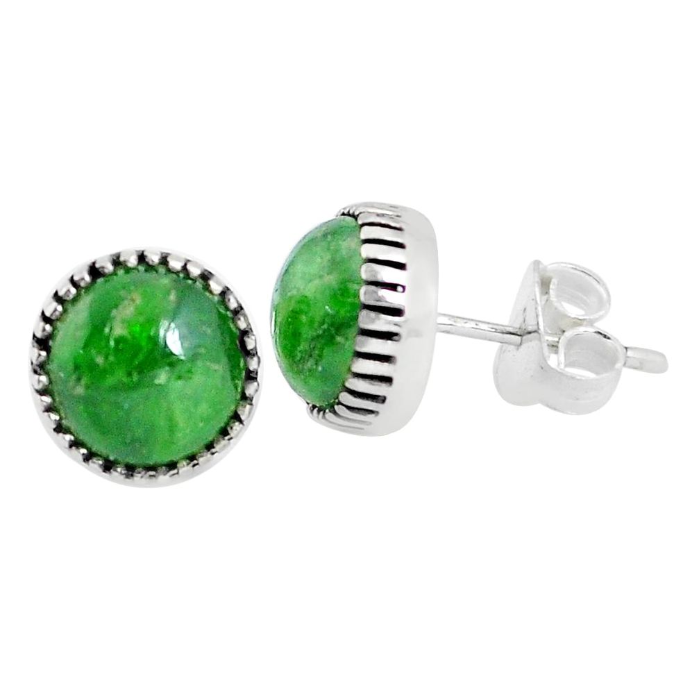 5.88cts natural green chrome diopside 925 sterling silver stud earrings p45287