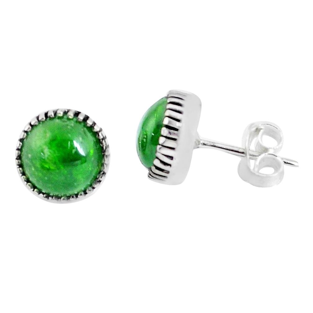 6.19cts natural green chrome diopside 925 sterling silver stud earrings p45290