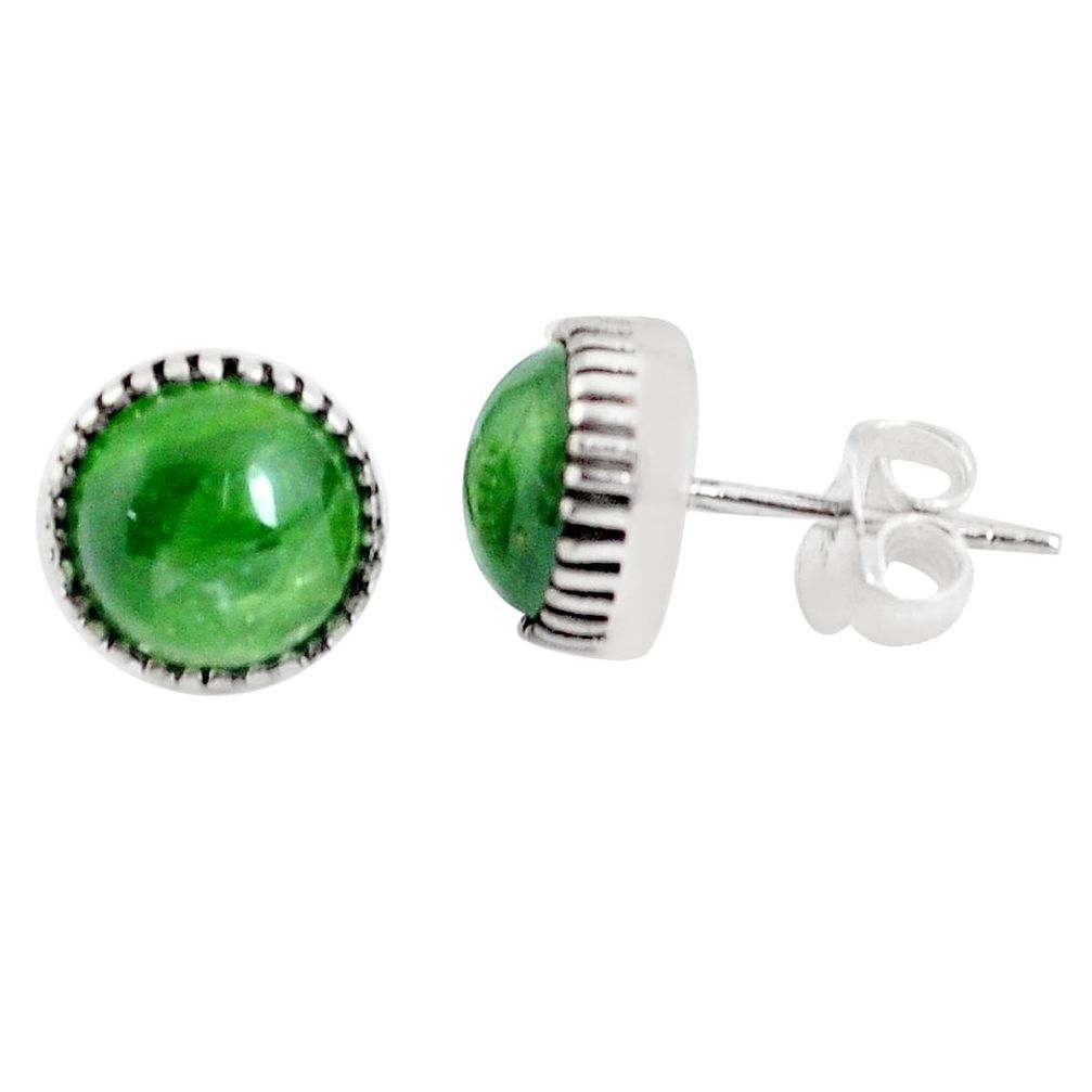 6.68cts natural green chrome diopside 925 sterling silver stud earrings p45293