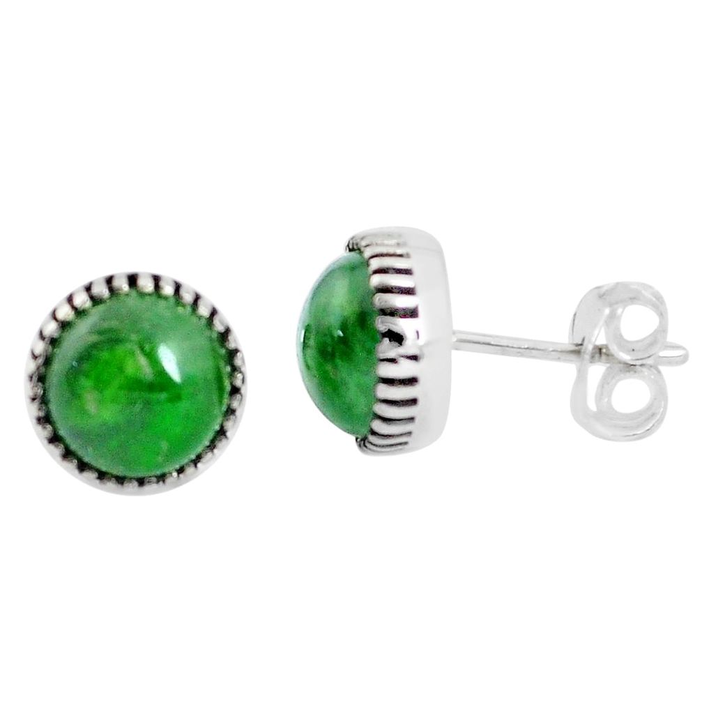 6.29cts natural green chrome diopside 925 sterling silver stud earrings p45295