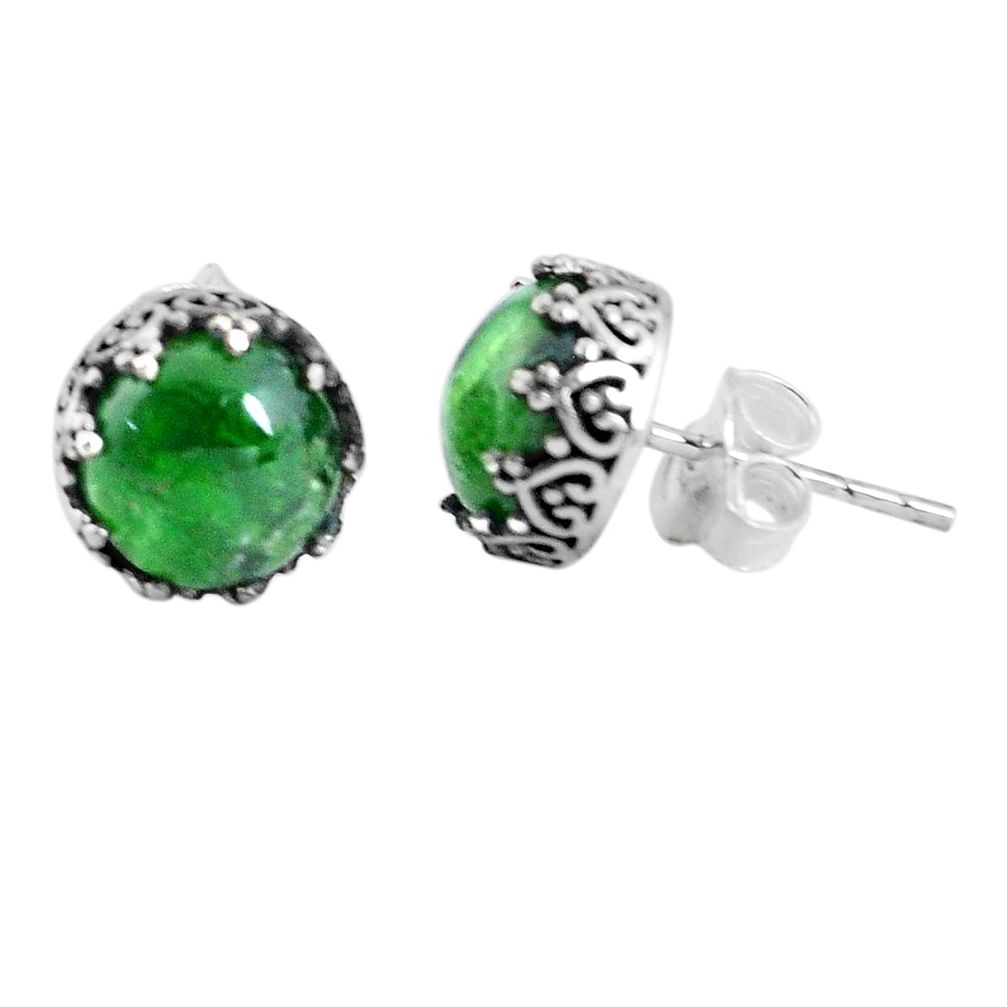 7.56cts natural green chrome diopside 925 sterling silver stud earrings p45858