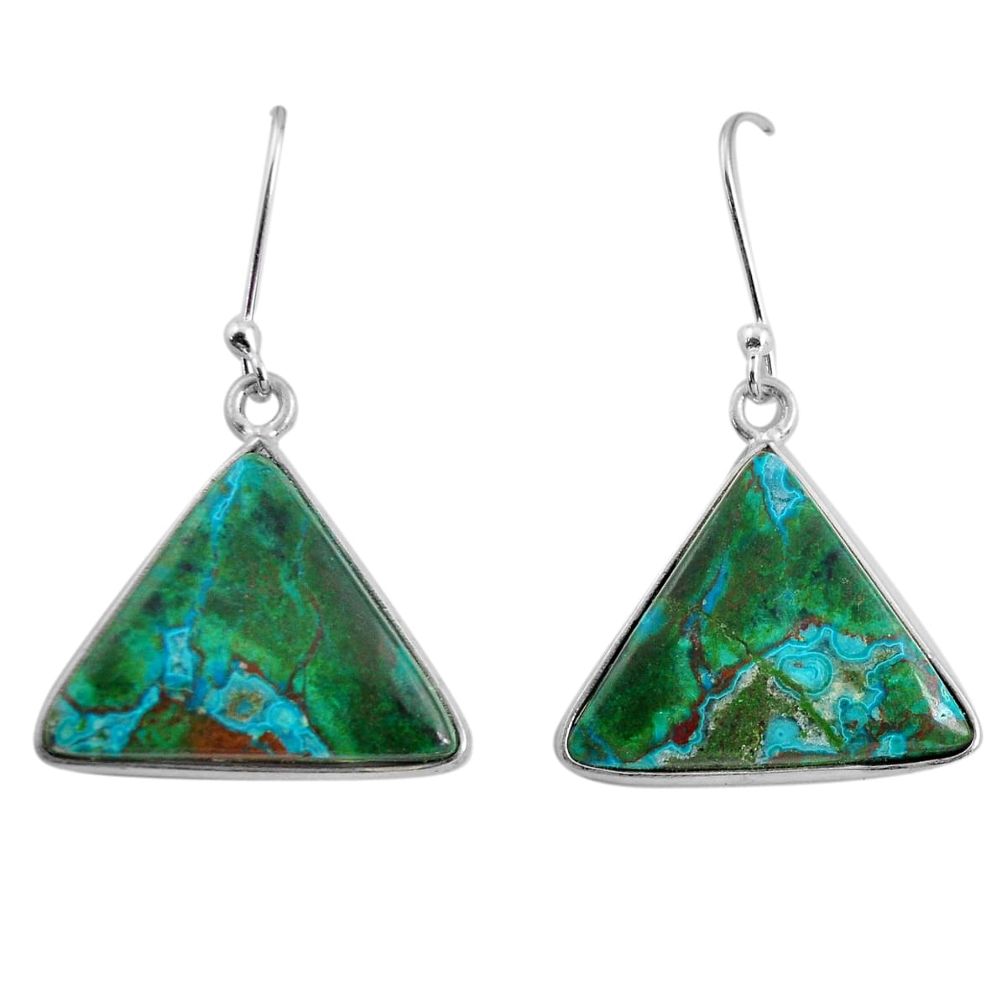 15.32cts natural green chrysocolla 925 sterling silver earrings jewelry d32563