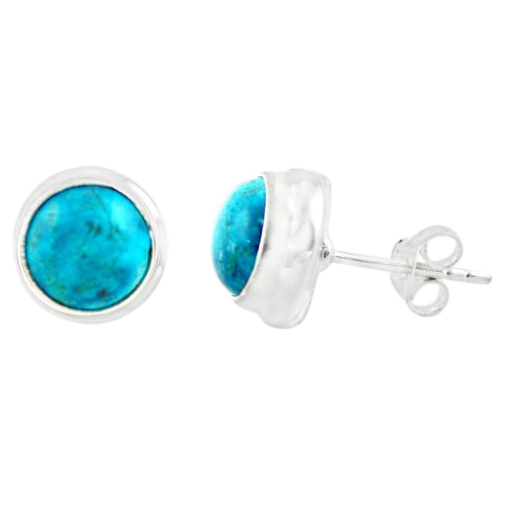 5.53cts natural green chrysocolla 925 sterling silver stud earrings p74425