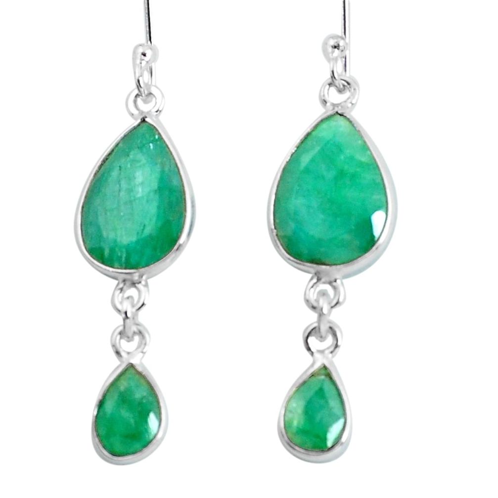 9.74cts natural green emerald 925 sterling silver dangle earrings jewelry d31561