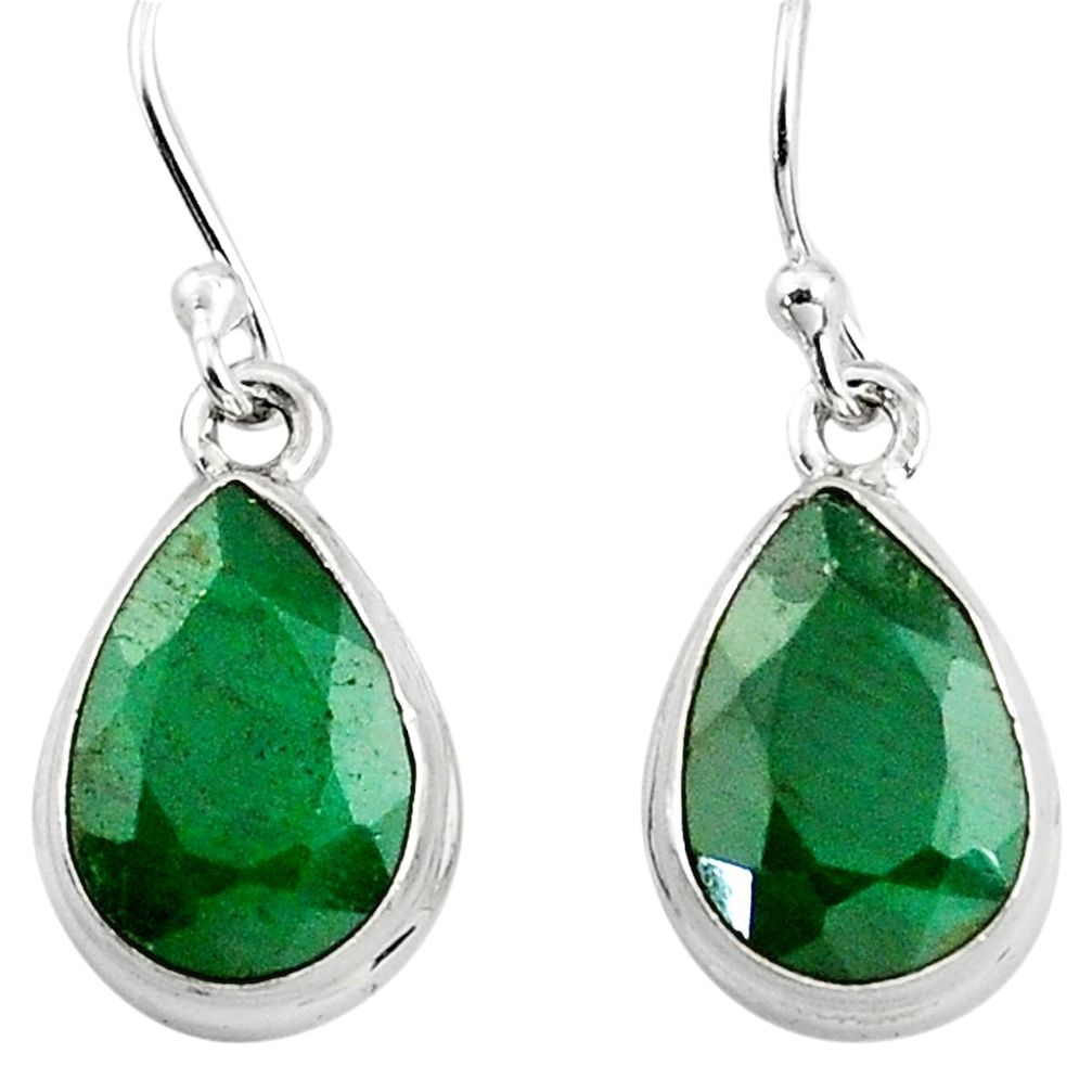 9.05cts natural green emerald 925 sterling silver dangle earrings jewelry p77492