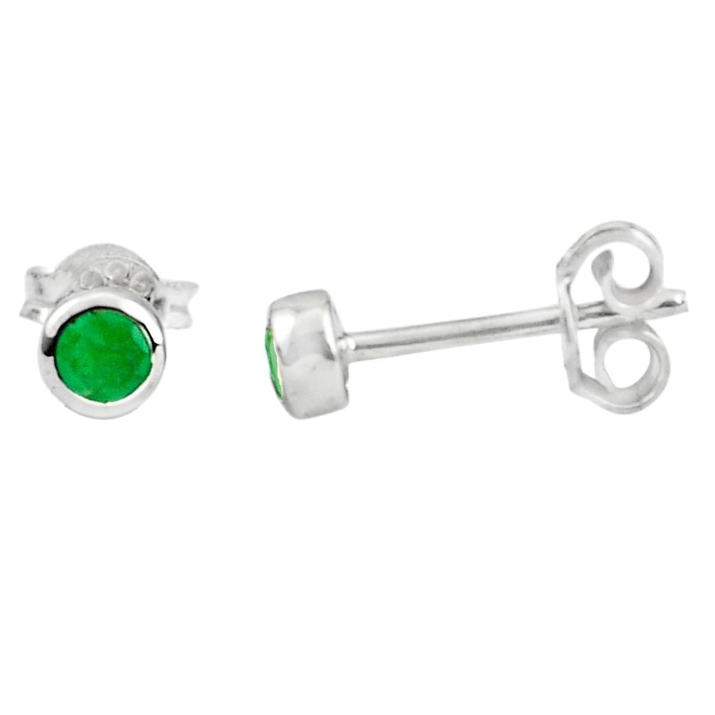 0.09cts natural green emerald 925 sterling silver stud earrings jewelry p84278