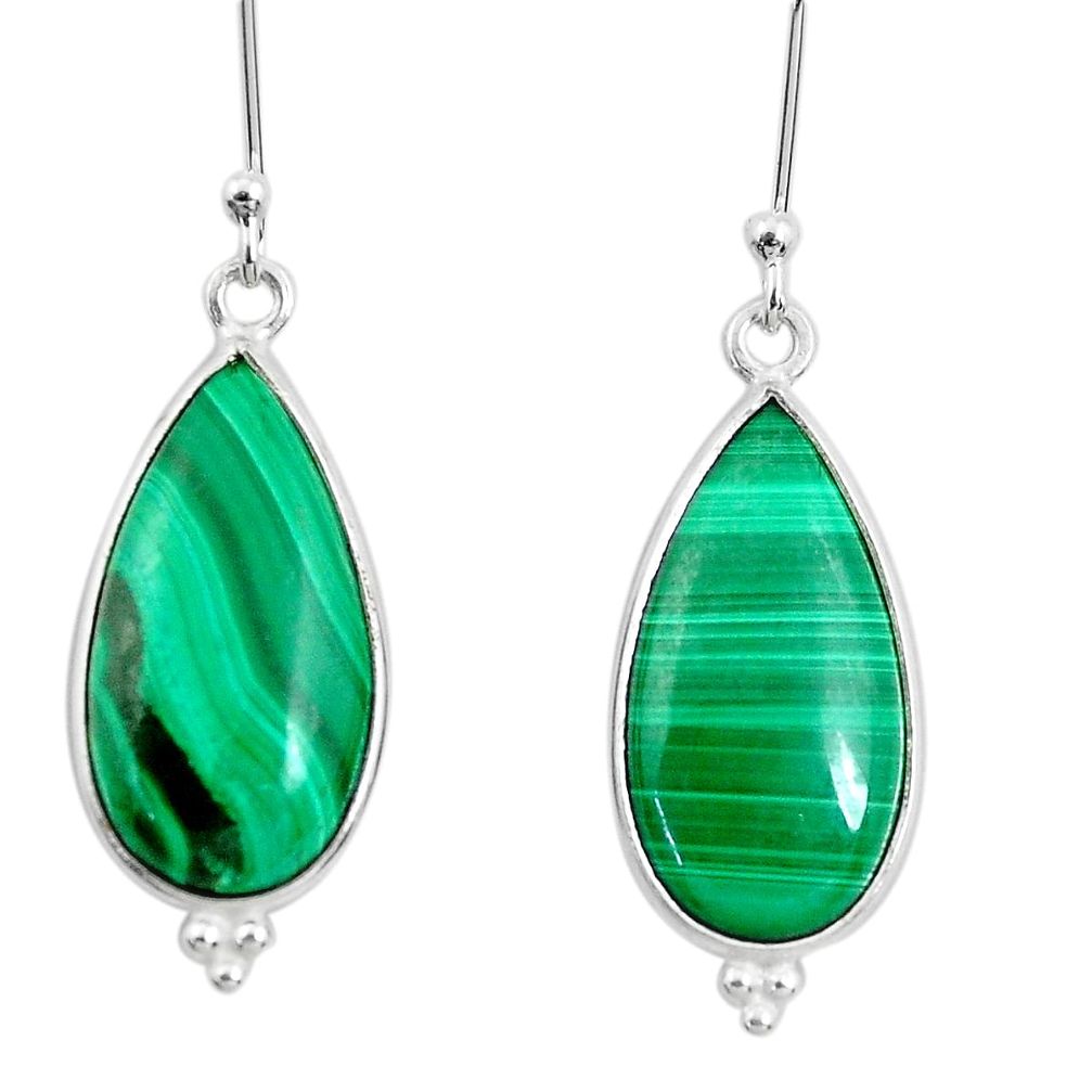 18.85cts natural green malachite (pilot's stone) 925 silver earrings p50733