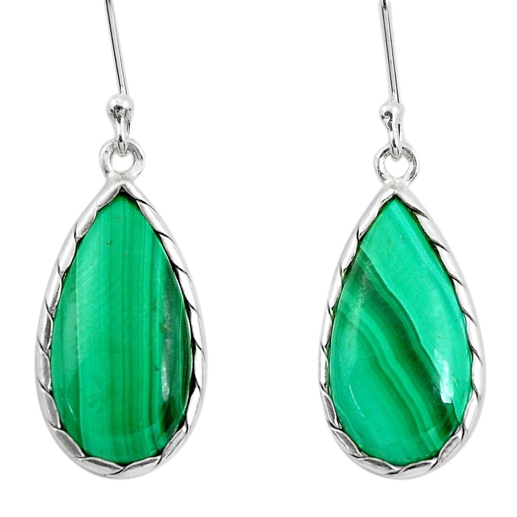 18.21cts natural green malachite (pilot's stone) 925 silver earrings p50734