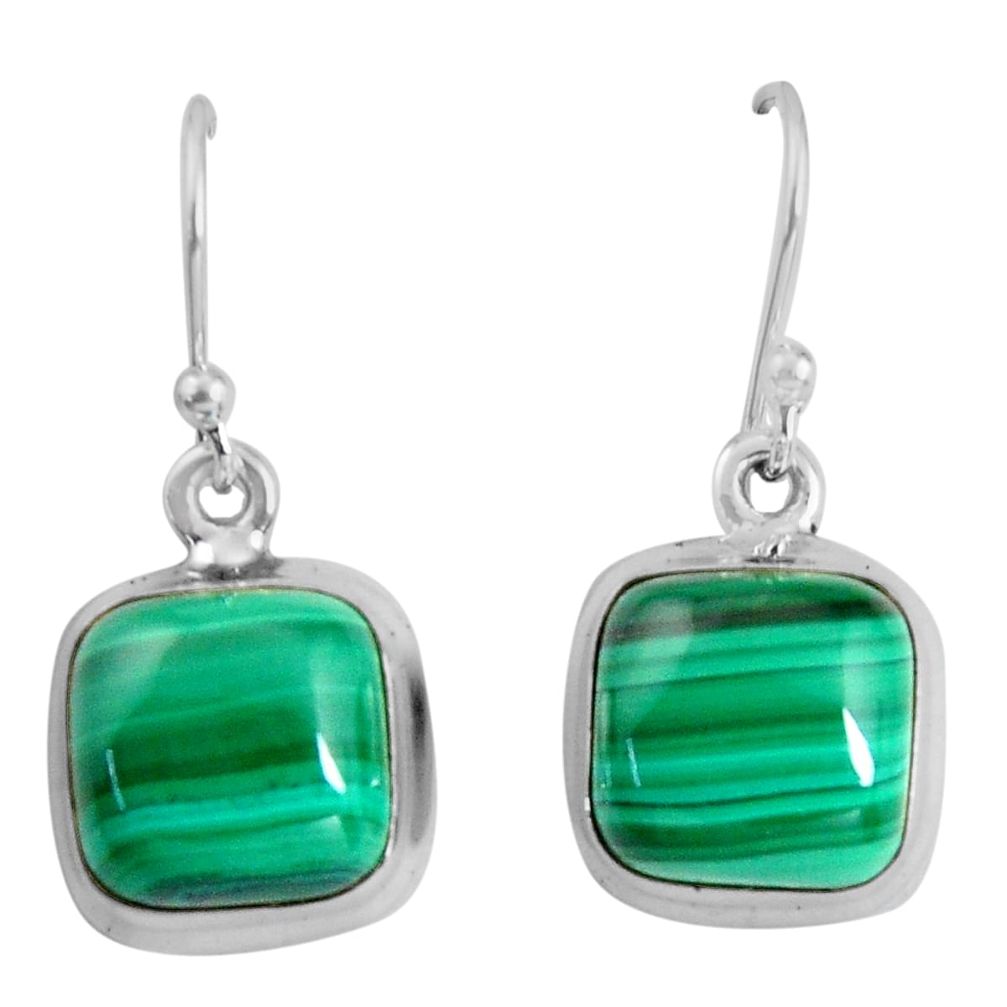 13.27cts natural green malachite (pilot's stone) 925 silver earrings p89325