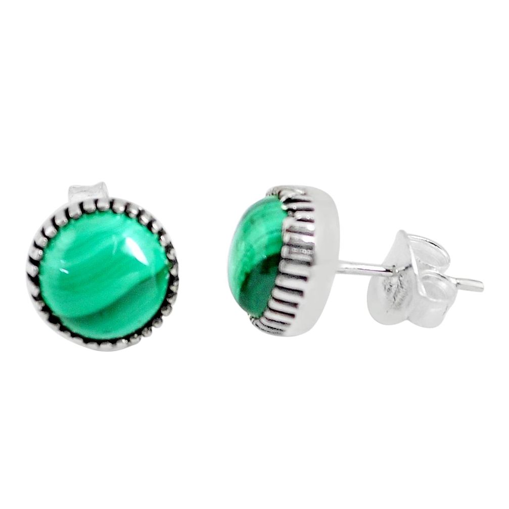 5.92cts natural green malachite (pilot's stone) 925 silver stud earrings p45258
