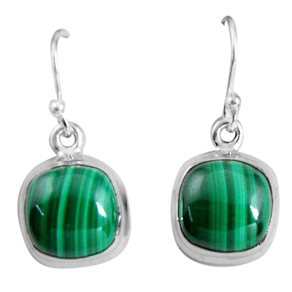 12.06cts natural green malachite (pilot's stone) silver dangle earrings p89326