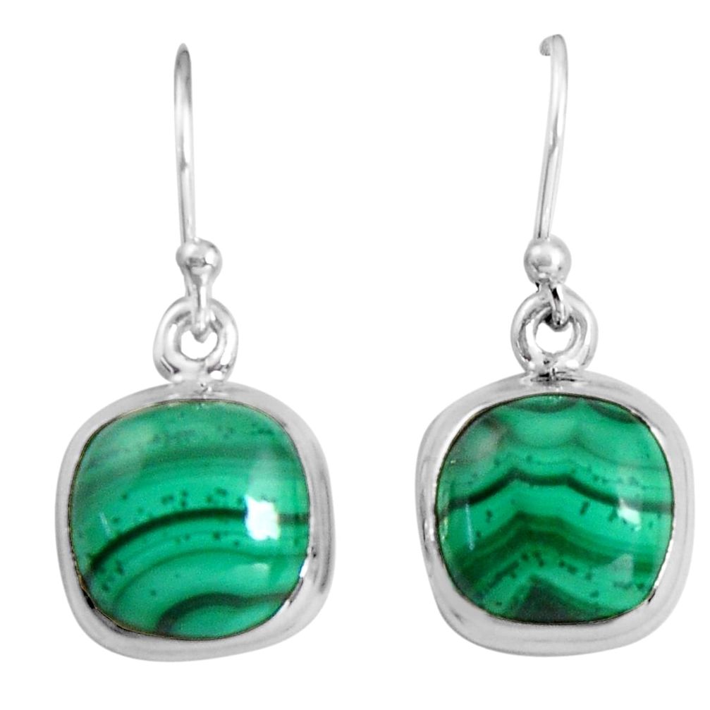 11.07cts natural green malachite (pilot's stone) silver dangle earrings p89327