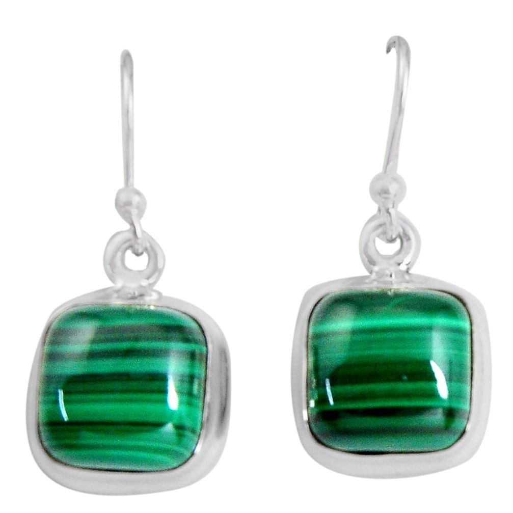 13.29cts natural green malachite (pilot's stone) silver dangle earrings p89329