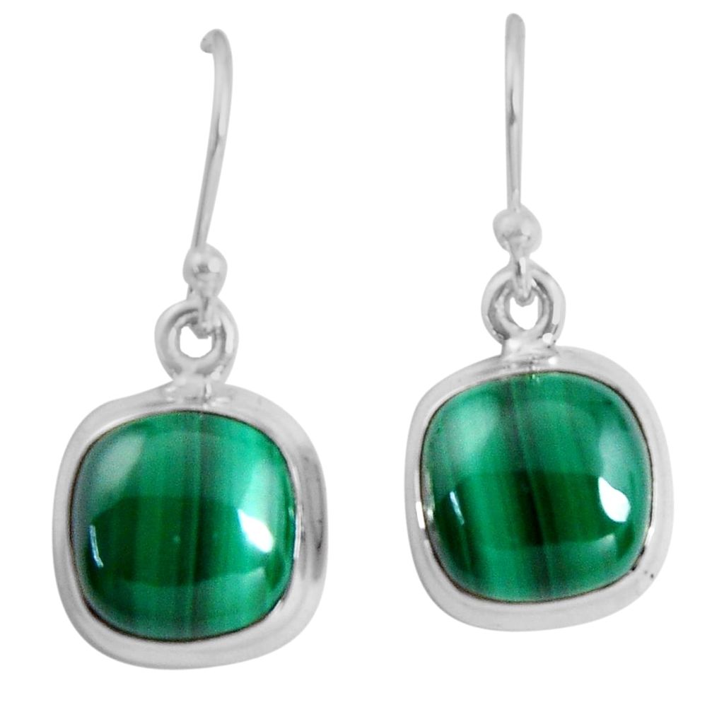 12.06cts natural green malachite (pilot's stone) silver dangle earrings p89330