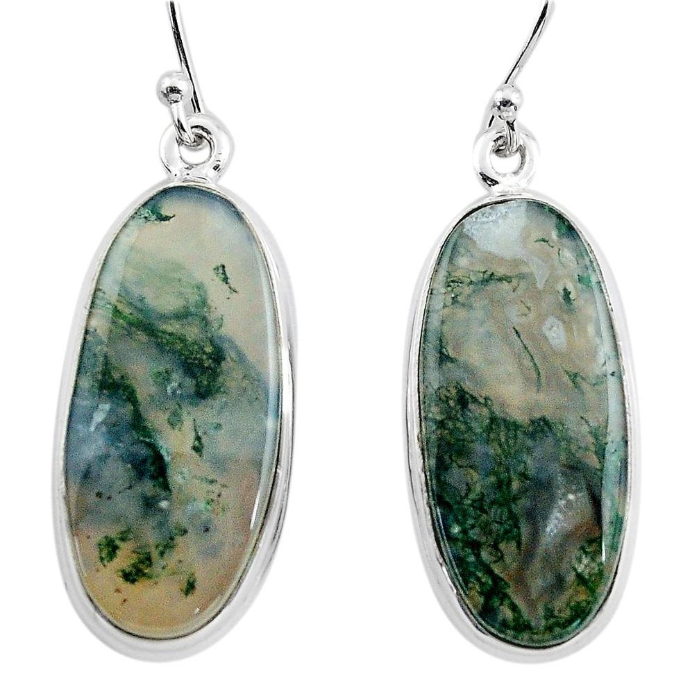 20.96cts natural green moss agate 925 sterling silver dangle earrings p88782