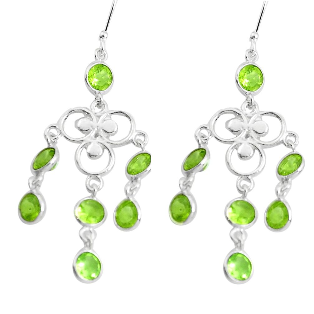 11.57cts natural green peridot 925 sterling silver chandelier earrings p43888