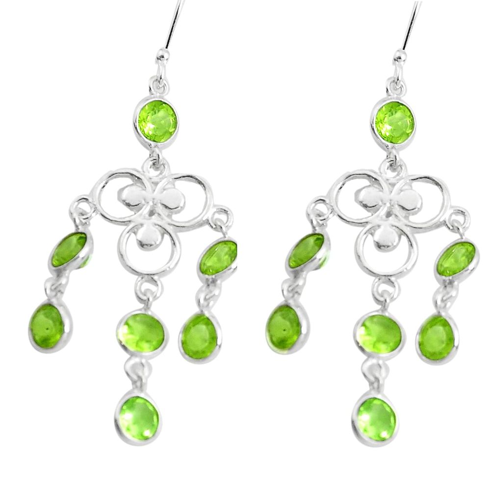 10.71cts natural green peridot 925 sterling silver chandelier earrings p43890