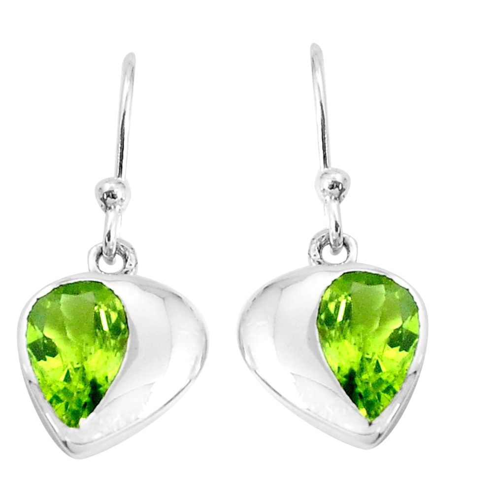 4.53cts natural green peridot 925 sterling silver dangle earrings jewelry p36733