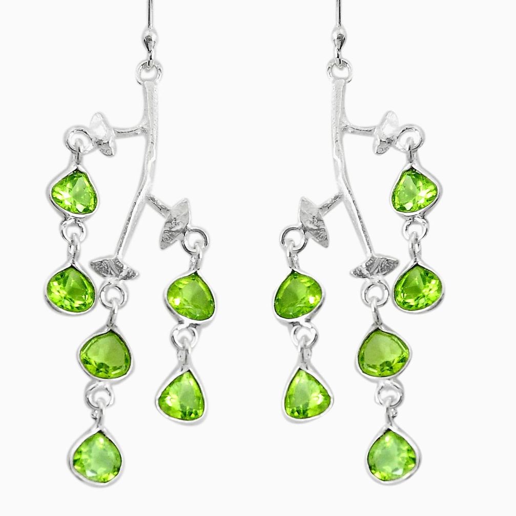 9.22cts natural green peridot 925 sterling silver dangle earrings jewelry p60708