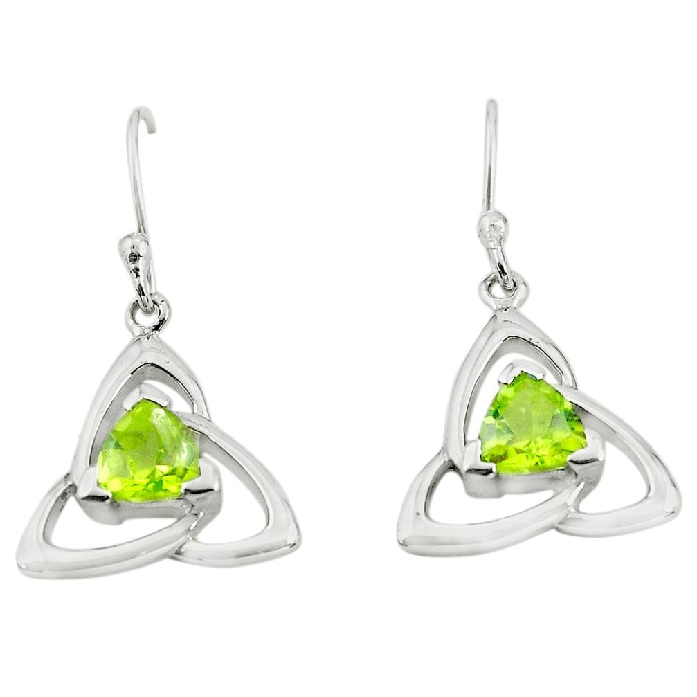 2.61cts natural green peridot 925 sterling silver dangle earrings jewelry p62634