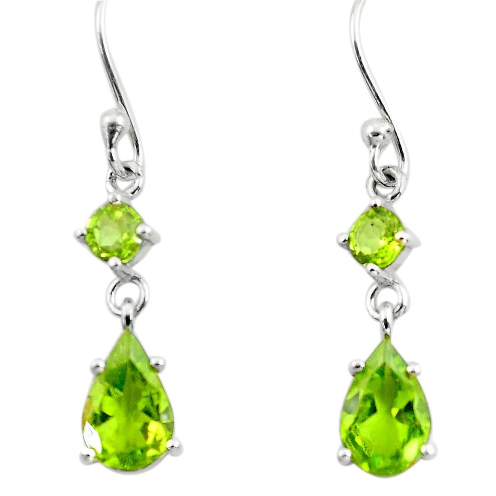 4.87cts natural green peridot 925 sterling silver dangle earrings jewelry p73559