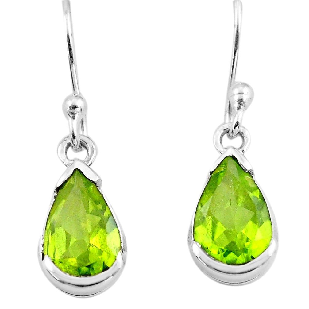 5.10cts natural green peridot 925 sterling silver dangle earrings jewelry p73652